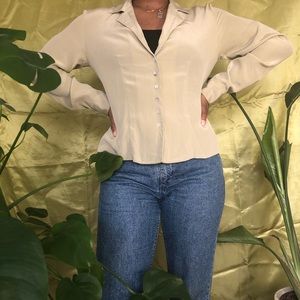 100% silk green button-down!